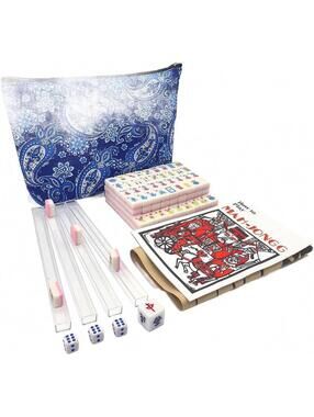 American Mini Mahjong Set 166 Mahjong Tiles 0.9-inch Pink Set